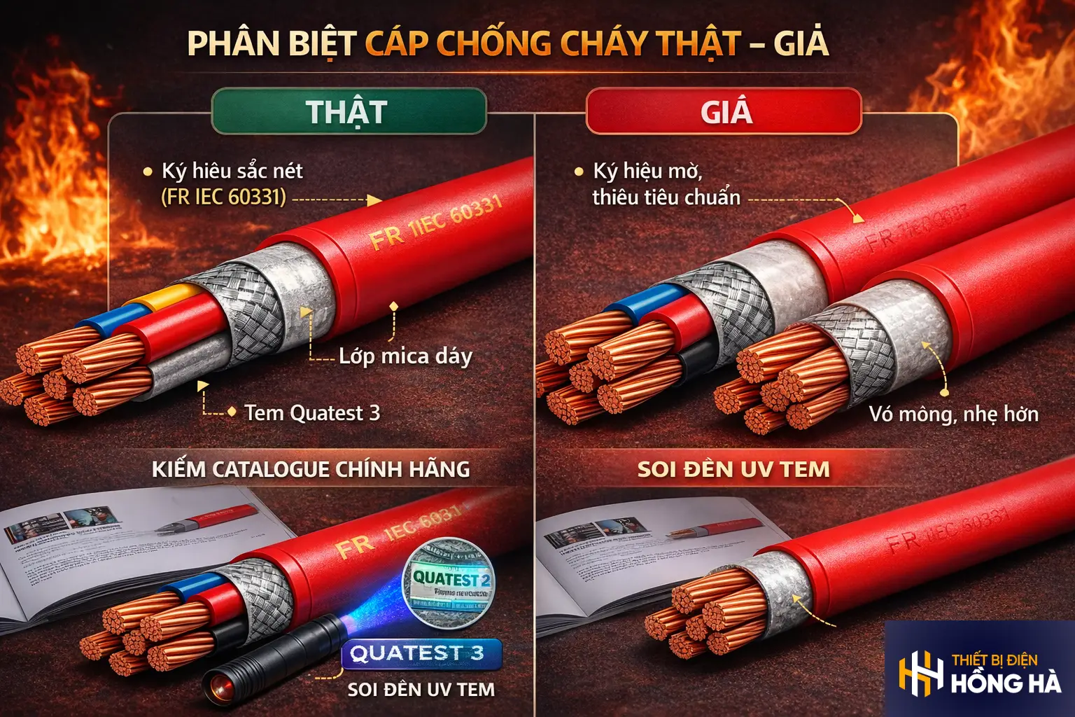 cáp chống cháy là gì, phân biệt cáp chống cháy thật – giả
